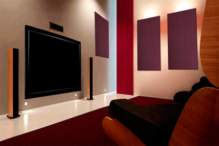 Ev Sinema Odası Ses Emici Renkli Kumaş Panel Uygulaması